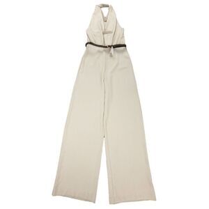 NWT Zara Ice Halter Jumpsuit with Belt Wide Leg Cowl Neck Minimal Quiet Luxury